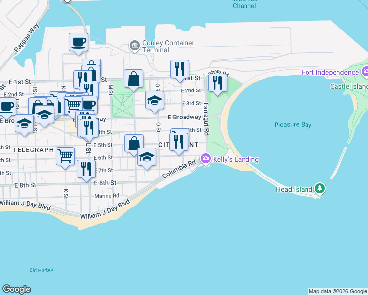 map of restaurants, bars, coffee shops, grocery stores, and more near 846 East 5th Street in Boston