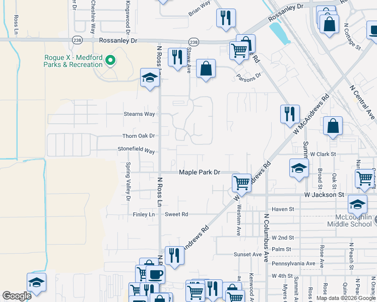 map of restaurants, bars, coffee shops, grocery stores, and more near 710 Hedy Jayne in Medford