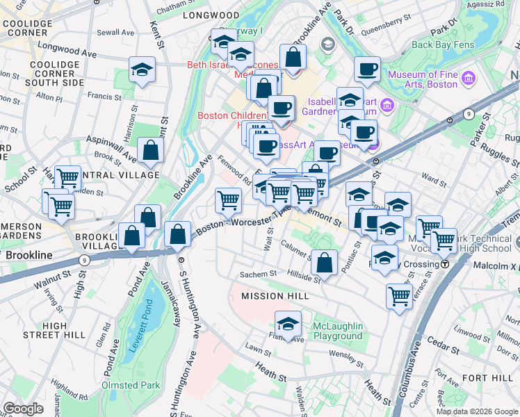 map of restaurants, bars, coffee shops, grocery stores, and more near 24 Saint Albans Road in Boston