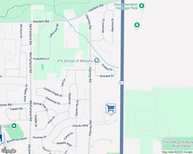 map of restaurants, bars, coffee shops, grocery stores, and more near 7605 Kissane Drive in Loves Park