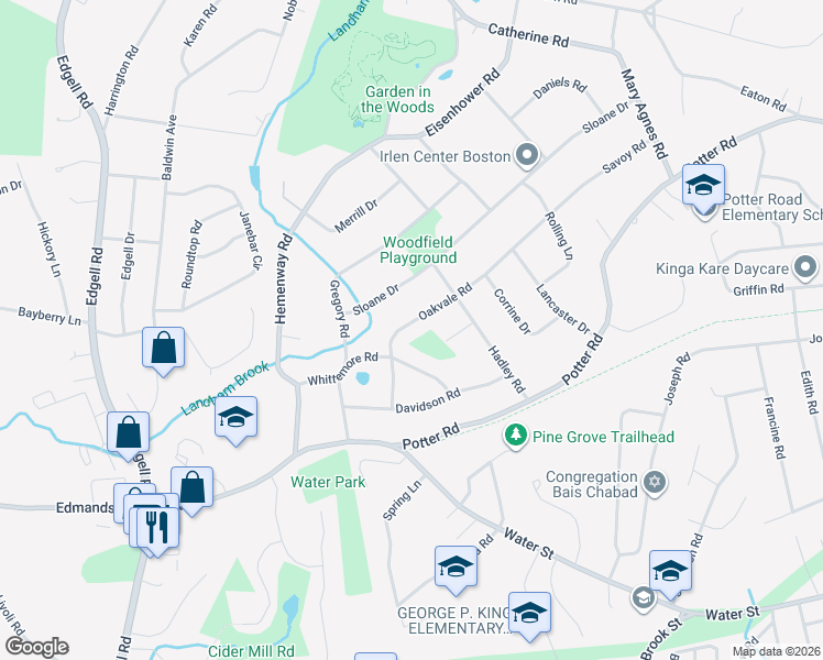 map of restaurants, bars, coffee shops, grocery stores, and more near 24 Oakvale Road in Framingham