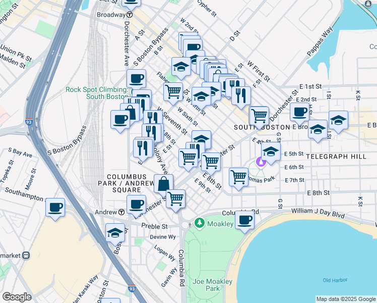 map of restaurants, bars, coffee shops, grocery stores, and more near 20 Grimes Street in Boston