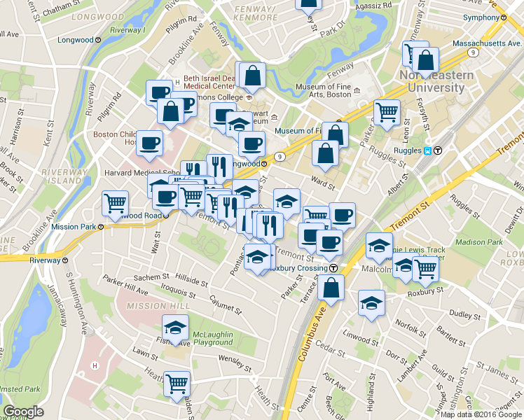 map of restaurants, bars, coffee shops, grocery stores, and more near 90 Smith Street in Boston