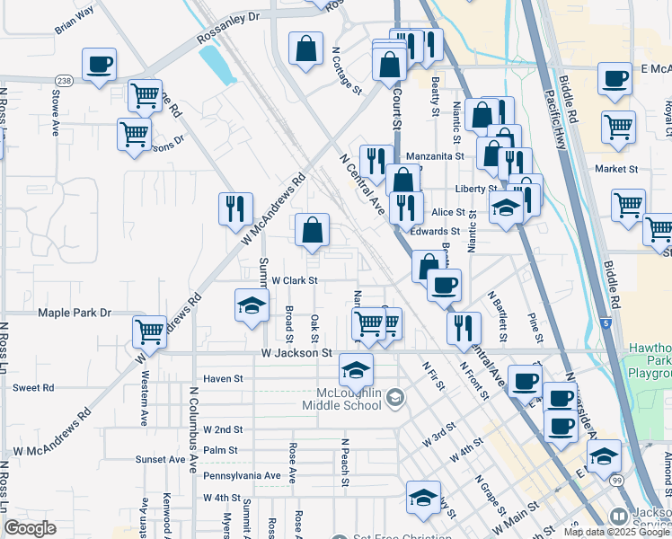map of restaurants, bars, coffee shops, grocery stores, and more near 1028 Narregan Street in Medford
