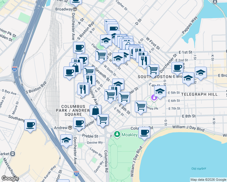 map of restaurants, bars, coffee shops, grocery stores, and more near 11 Loring Street in Boston