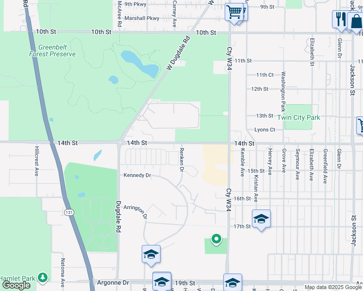 map of restaurants, bars, coffee shops, grocery stores, and more near in North Chicago
