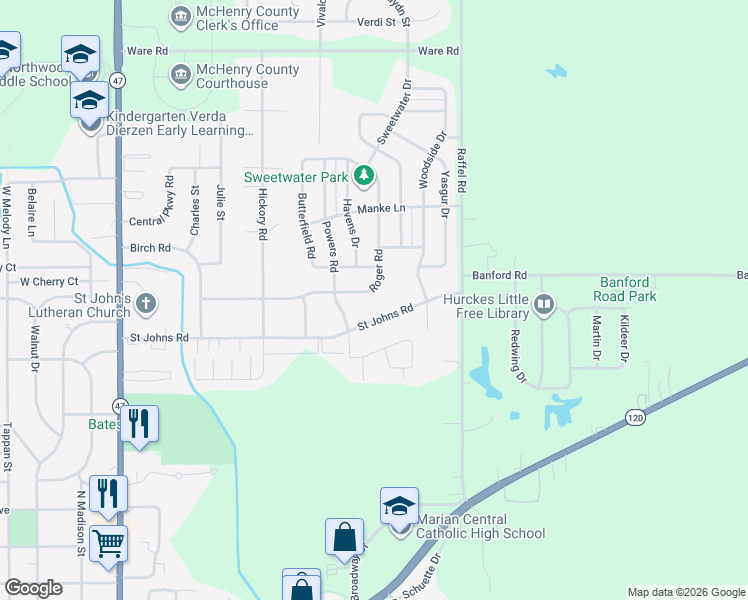 map of restaurants, bars, coffee shops, grocery stores, and more near 817 Roger Road in Woodstock
