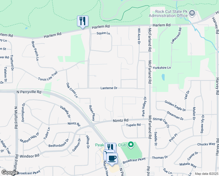 map of restaurants, bars, coffee shops, grocery stores, and more near 6683 Lanterne Drive in Loves Park