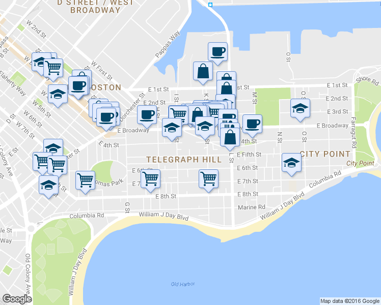 map of restaurants, bars, coffee shops, grocery stores, and more near 657 East 4th Street in Boston