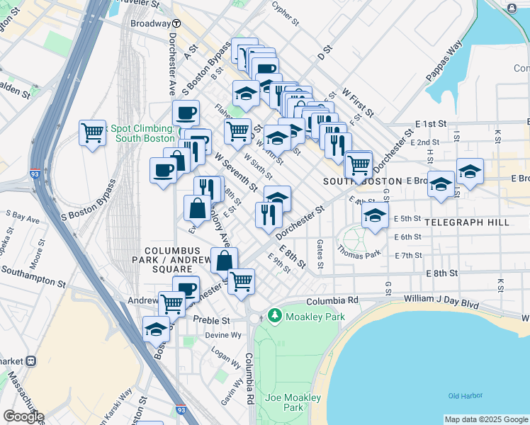 map of restaurants, bars, coffee shops, grocery stores, and more near 11 Loring Street in Boston