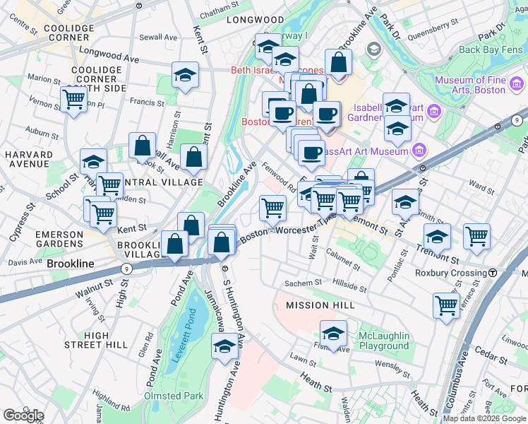 map of restaurants, bars, coffee shops, grocery stores, and more near 25 New Whitney Street in Boston