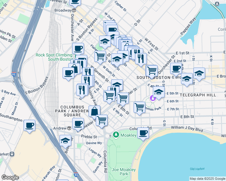 map of restaurants, bars, coffee shops, grocery stores, and more near 11 Loring Street in Boston