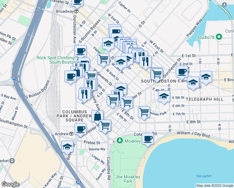 map of restaurants, bars, coffee shops, grocery stores, and more near 11 Loring Street in Boston