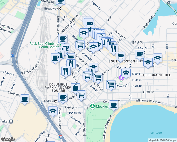 map of restaurants, bars, coffee shops, grocery stores, and more near 11 Loring Street in Boston