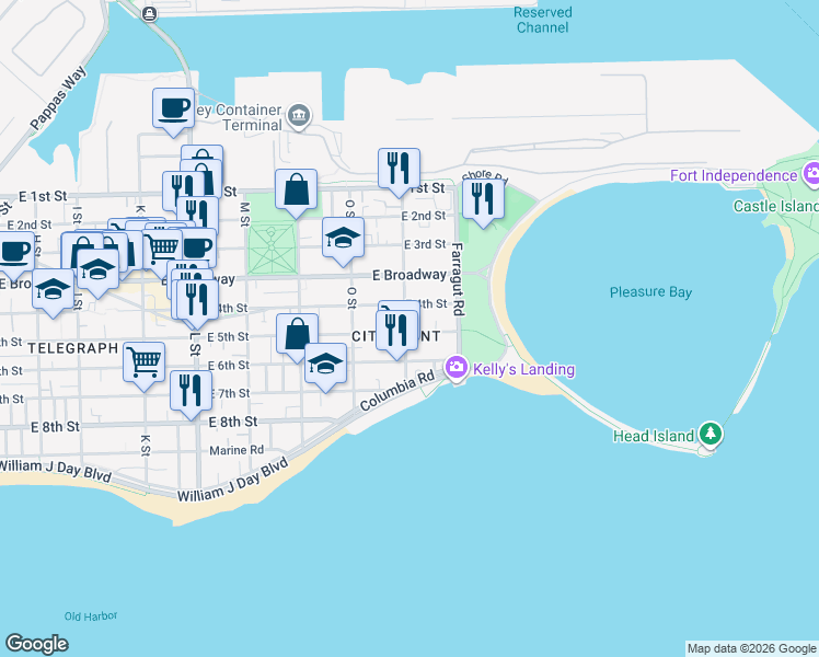 map of restaurants, bars, coffee shops, grocery stores, and more near 846 East 5th Street in Boston