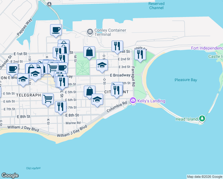 map of restaurants, bars, coffee shops, grocery stores, and more near 883 East 4th Street in Boston