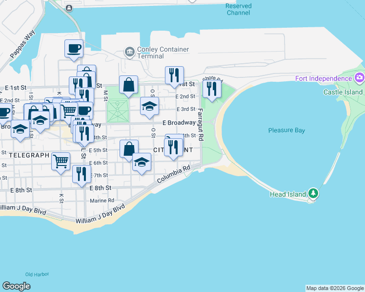 map of restaurants, bars, coffee shops, grocery stores, and more near 846 East 5th Street in Boston