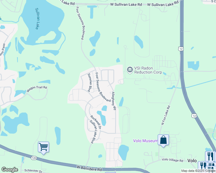 map of restaurants, bars, coffee shops, grocery stores, and more near 32378 Allegheny Way in Lakemoor