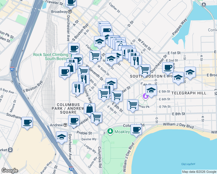map of restaurants, bars, coffee shops, grocery stores, and more near 11 Loring Street in Boston