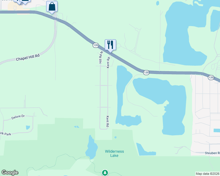 map of restaurants, bars, coffee shops, grocery stores, and more near 418 Kent Road in McHenry