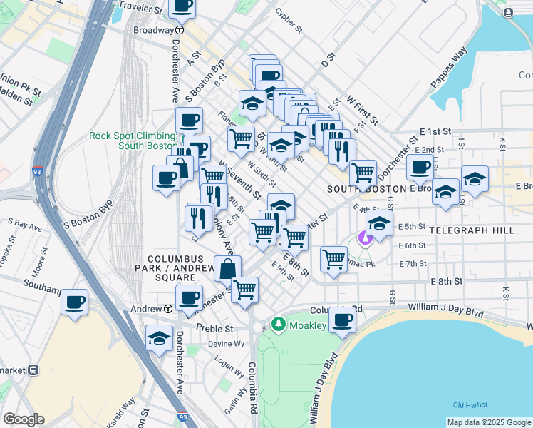 map of restaurants, bars, coffee shops, grocery stores, and more near 11 Loring Street in Boston
