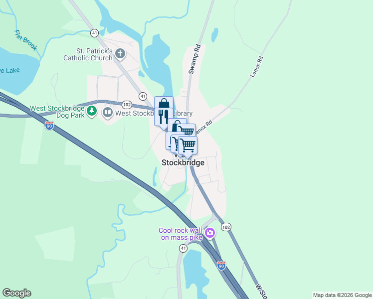 map of restaurants, bars, coffee shops, grocery stores, and more near in West Stockbridge