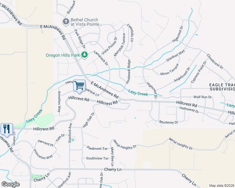 map of restaurants, bars, coffee shops, grocery stores, and more near 4376 Innsbruck Ridge in Medford