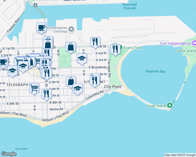 map of restaurants, bars, coffee shops, grocery stores, and more near 846 East 5th Street in Boston