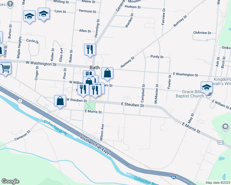 map of restaurants, bars, coffee shops, grocery stores, and more near 10 Gansevoort St in Bath