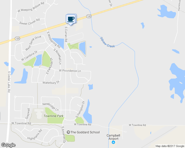 map of restaurants, bars, coffee shops, grocery stores, and more near 739 South Providence Lane in Round Lake