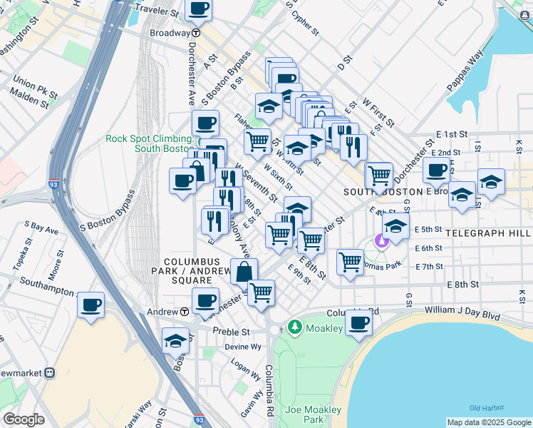 map of restaurants, bars, coffee shops, grocery stores, and more near 11 Loring Street in Boston