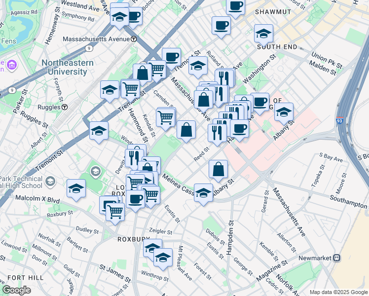 map of restaurants, bars, coffee shops, grocery stores, and more near in Boston