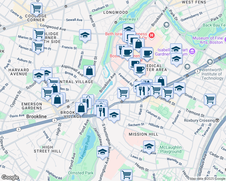 map of restaurants, bars, coffee shops, grocery stores, and more near 94 New Whitney Street in Boston