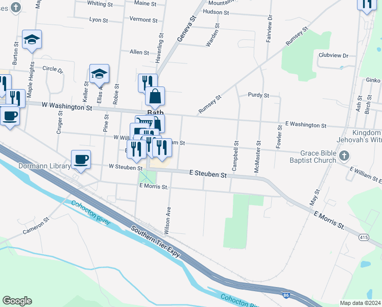 map of restaurants, bars, coffee shops, grocery stores, and more near 10 Gansevoort St in Bath
