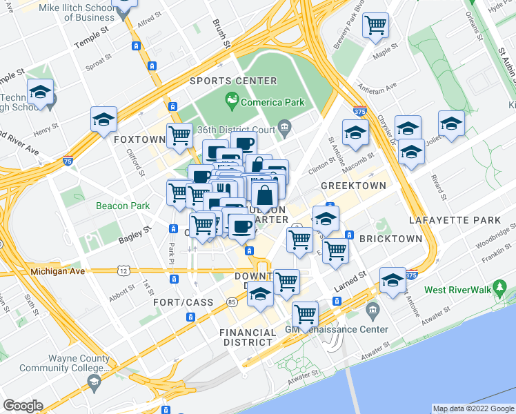 map of restaurants, bars, coffee shops, grocery stores, and more near 13505 North Haggerty Road in Plymouth
