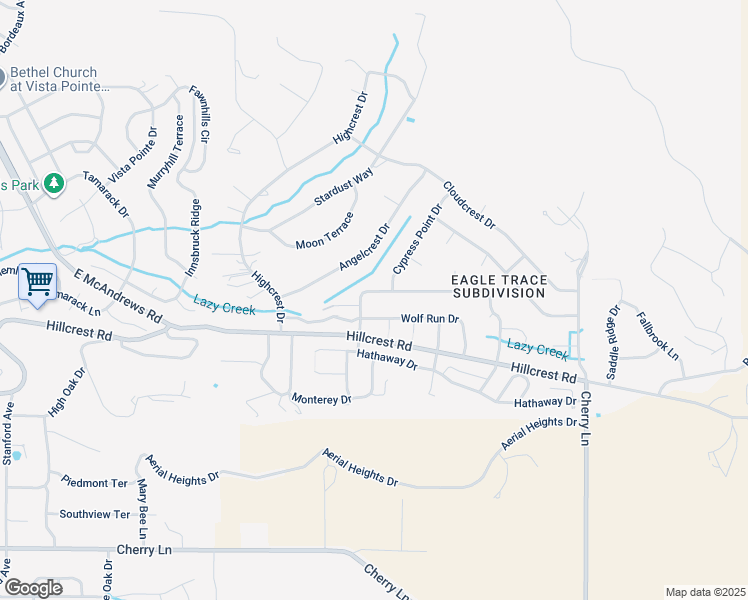map of restaurants, bars, coffee shops, grocery stores, and more near 4491 Wolf Run Drive in Medford