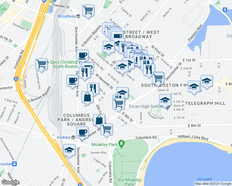 map of restaurants, bars, coffee shops, grocery stores, and more near 11 Loring Street in Boston