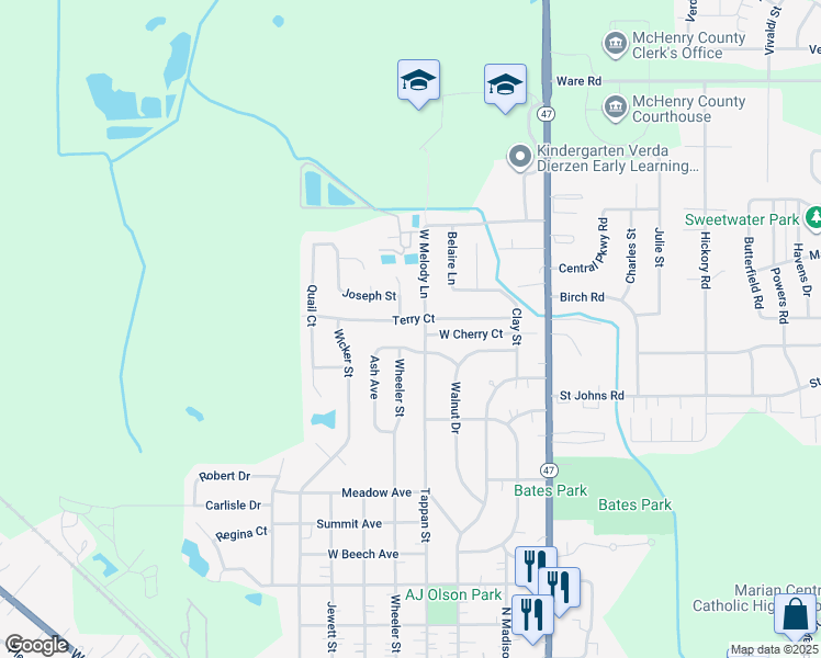 map of restaurants, bars, coffee shops, grocery stores, and more near 209 Terry Court in Woodstock