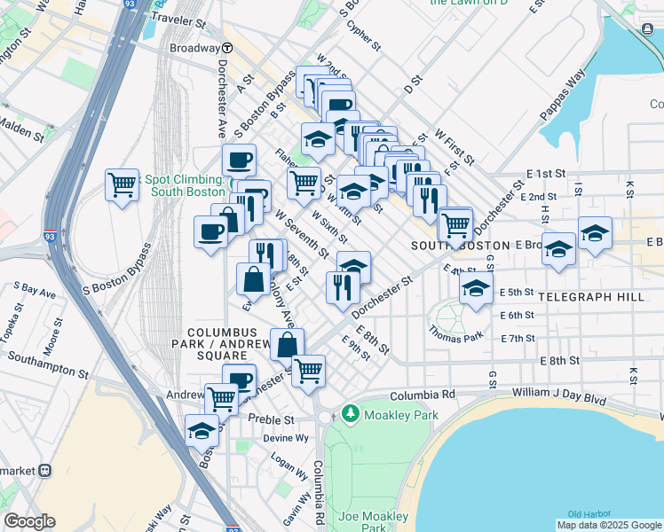 map of restaurants, bars, coffee shops, grocery stores, and more near 11 Loring Street in Boston