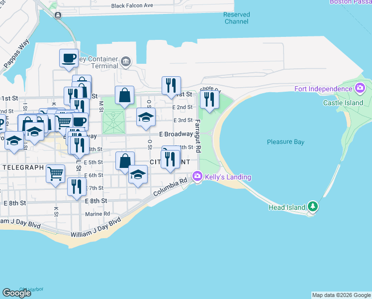map of restaurants, bars, coffee shops, grocery stores, and more near 846 East 5th Street in Boston