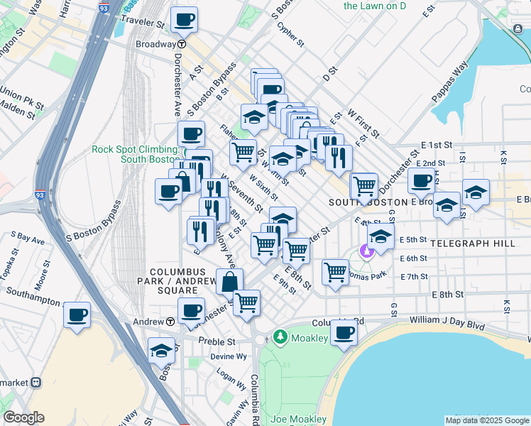map of restaurants, bars, coffee shops, grocery stores, and more near 11 Loring Street in Boston