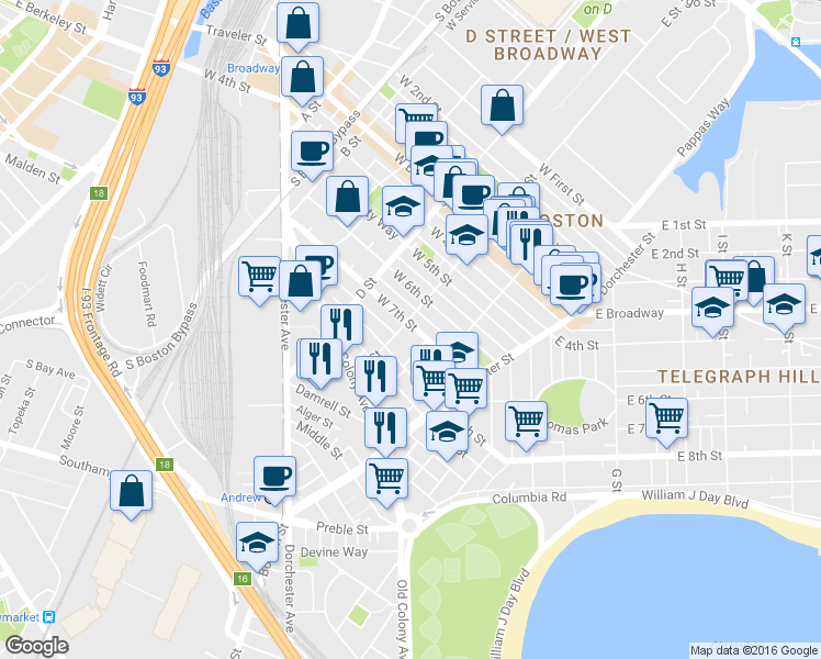 map of restaurants, bars, coffee shops, grocery stores, and more near 11 Loring Street in Boston