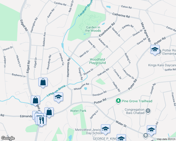 map of restaurants, bars, coffee shops, grocery stores, and more near 9 Sloane Drive in Framingham