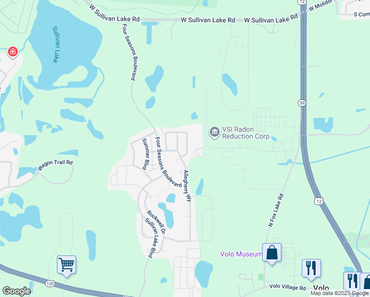 map of restaurants, bars, coffee shops, grocery stores, and more near 32448 North Mackinac Lane in McHenry