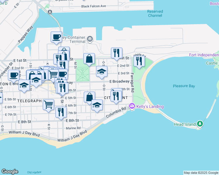 map of restaurants, bars, coffee shops, grocery stores, and more near 883 East 4th Street in Boston