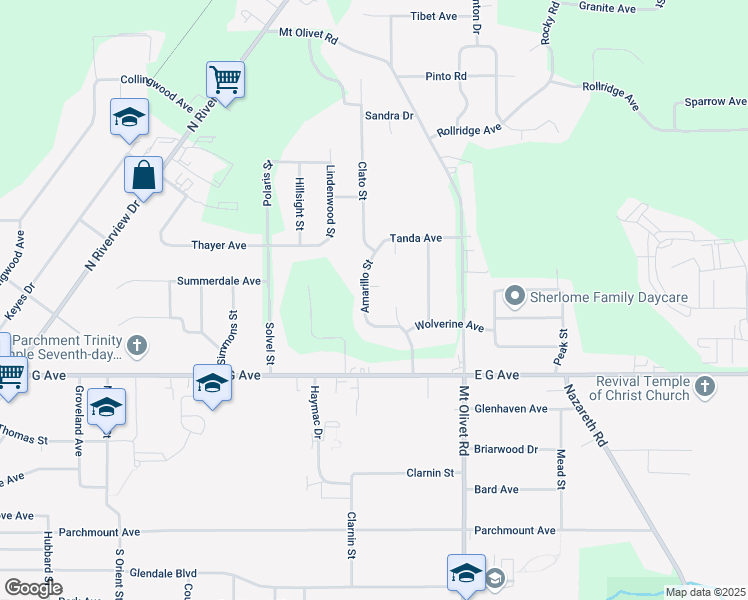 map of restaurants, bars, coffee shops, grocery stores, and more near 5120 Wolverine Avenue in Kalamazoo