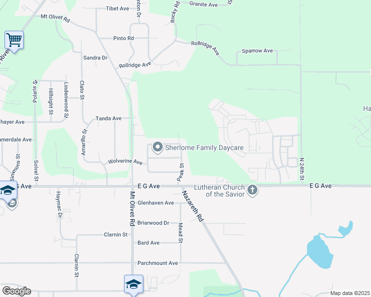 map of restaurants, bars, coffee shops, grocery stores, and more near 5204 Peak Street in Kalamazoo