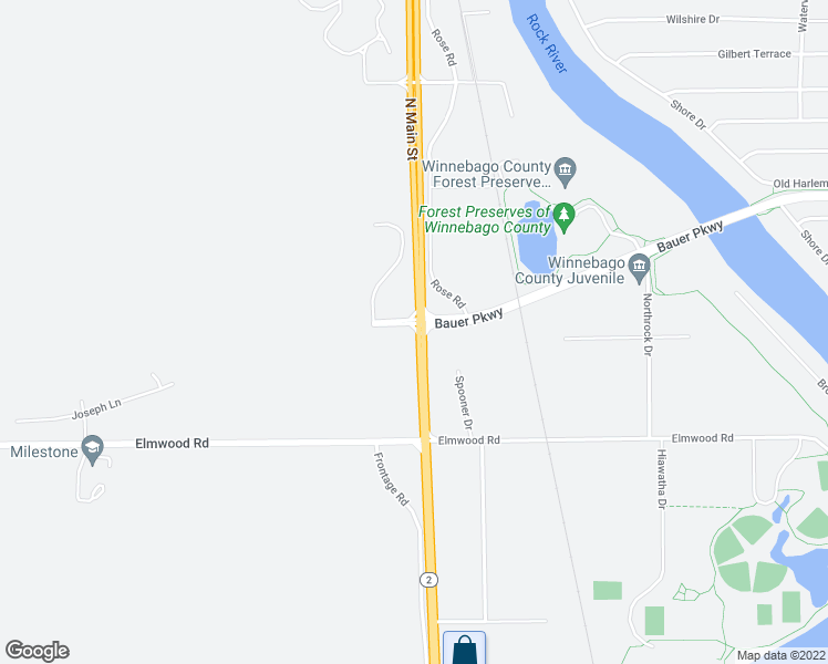 map of restaurants, bars, coffee shops, grocery stores, and more near 224 West State Street in Rockford