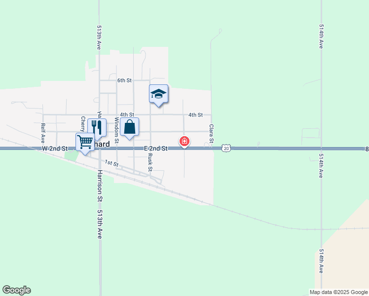 map of restaurants, bars, coffee shops, grocery stores, and more near 229 Washington Street in Orchard