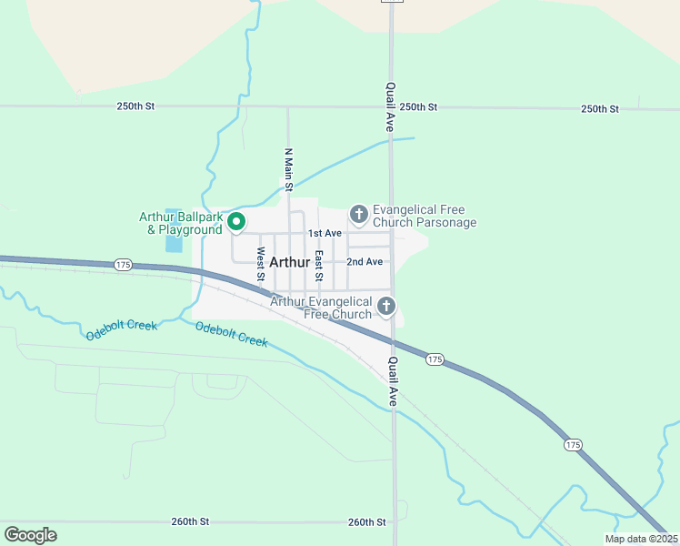 map of restaurants, bars, coffee shops, grocery stores, and more near 154-198 Maple Street in Arthur